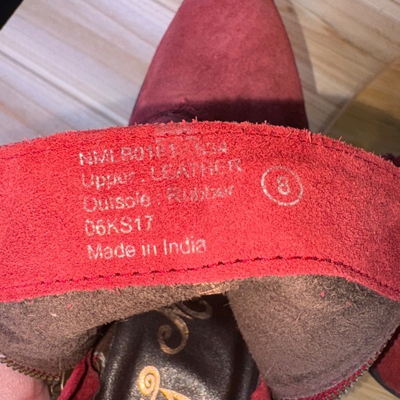 Naughty Monkey Boots Womens 8 Noah Red Suede Leather Fringe Zip Up Ankle Booties - Picture 12 of 14